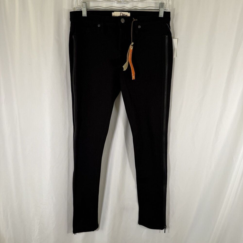 New Dittos Jeans Women's 28 Black Button ZIp Maxine Side Zip Ponte Leggings